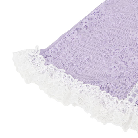 Sexy Lace Ruffled Suspender Nightdress/Chemise & Matching G-String Set R82096-4P Purple  XL