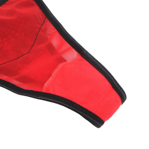 Eyelash Lace Metal Clips Garter & Panty P5255-2 Red S