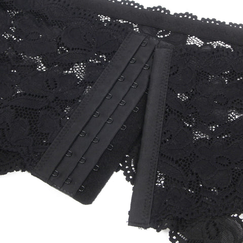 Sexy Lace Metal Clips Garter & Panty P5253-1 Black XS/S