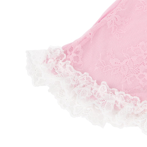 Sexy Lace Ruffled Suspender Nightdress/Chemise & Matching G-String Set R82096-3P Pink L
