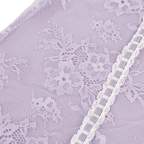 Sexy Lace Ruffled Suspender Nightdress/Chemise & Matching G-String Set R82096-4P Purple  XL