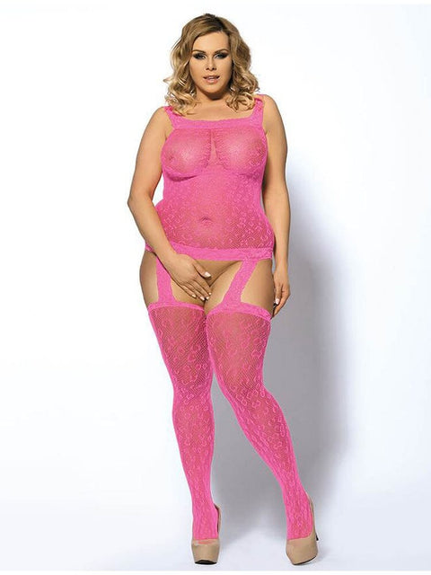 Garter Bodystocking H30294P Pink L/2XL