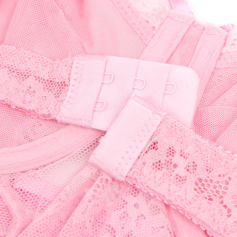 Lace Mesh Sexy Push Up Suspenders Nightdress R81314-1 Pink L