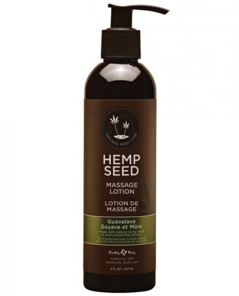 Hemp Seed massage lotion bottle on a white background