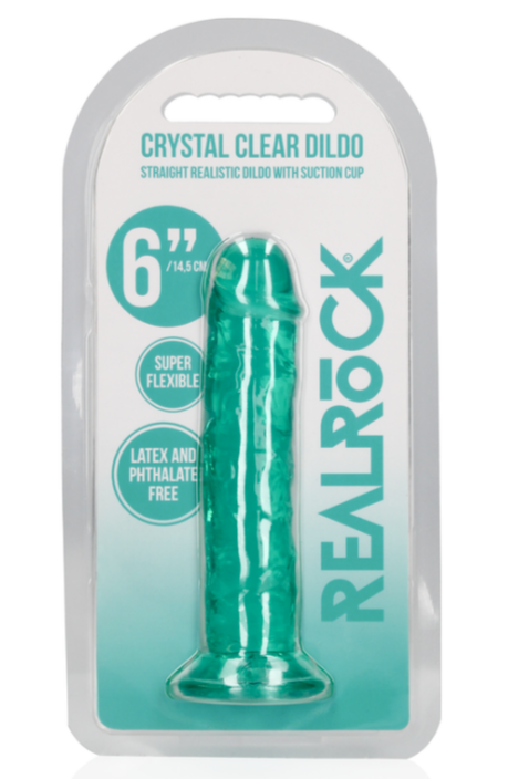 Realrock Clear Dildo Turquoise 6"