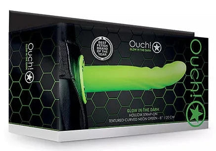Ouch Textured Curved Hollow Strap 8" Glow
