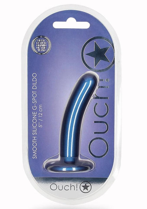 Ouch Smooth G-Spot Dildo 5'' Metallic Blue
