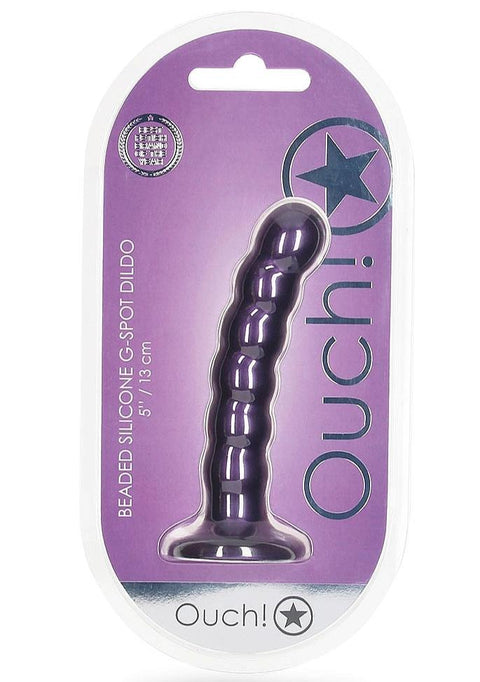 Ouch Beaded G-Spot Dildo 5'' Metallic Purple