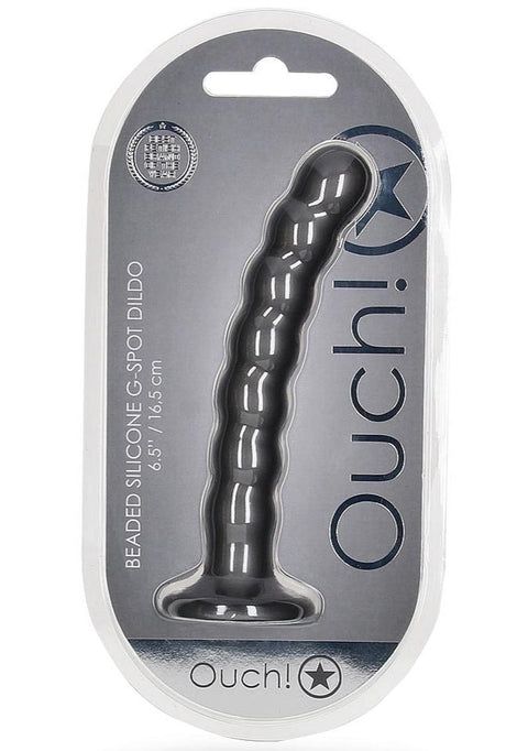 Ouch Beaded G-Spot Dildo 6.5" Gun Metal