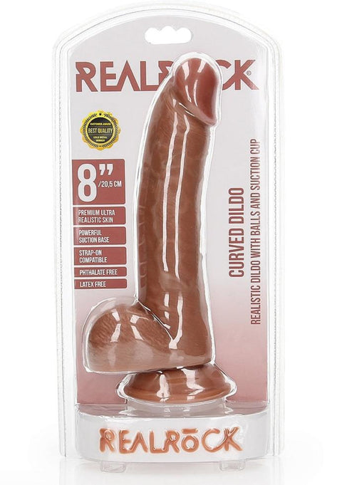 Realrock 8" Cock With Balls - Regular Curved - Tan