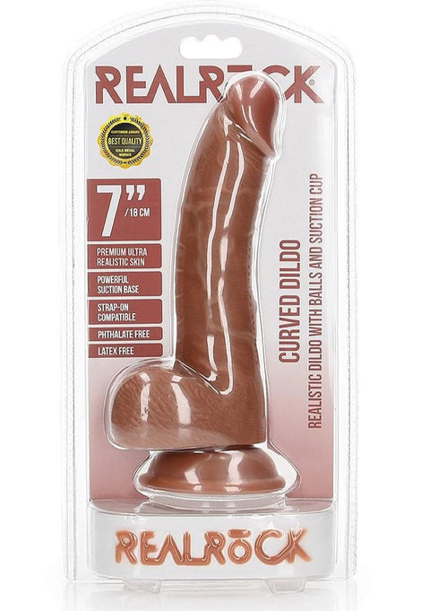 Realrock 7" Cock With Balls - Regular Curved - Tan