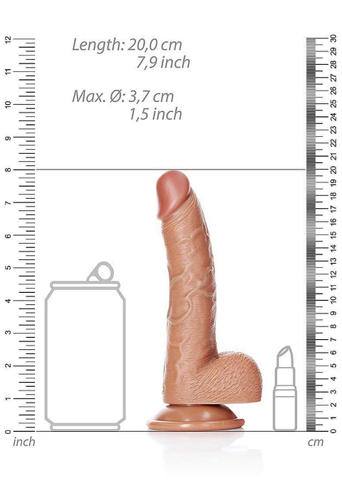 Realrock 7" Cock With Balls - Regular Curved - Tan