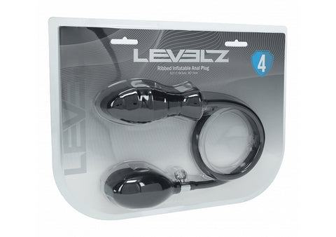 Levelz Ribbed Inflatable Silicone Anal Plug Black