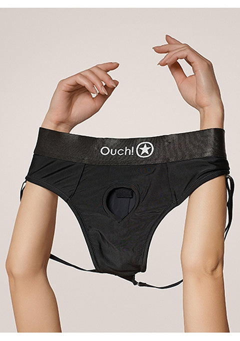 Ouch Vibrating Strap On Thong - Black M/L
