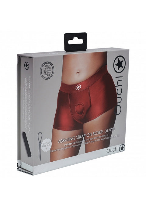 Ouch Vibrating Strap On Boxer – Red XL/XXL