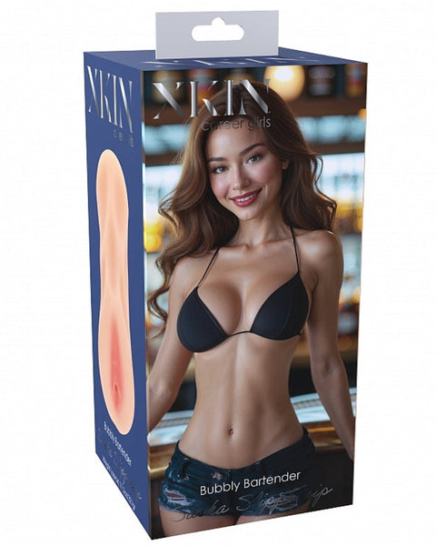 Product packaging for a black bra with a model on the front, featuring the brand 'NIN'.