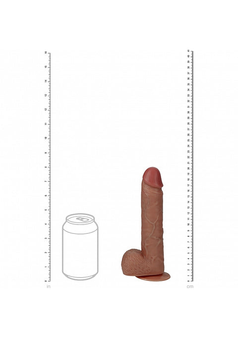 Realrock 8" Vibrating and Rotating Cock With Balls - Regular Straight - Tan