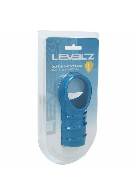 Levelz Silicone Cock Ring & Ribbed Sleeve Teal