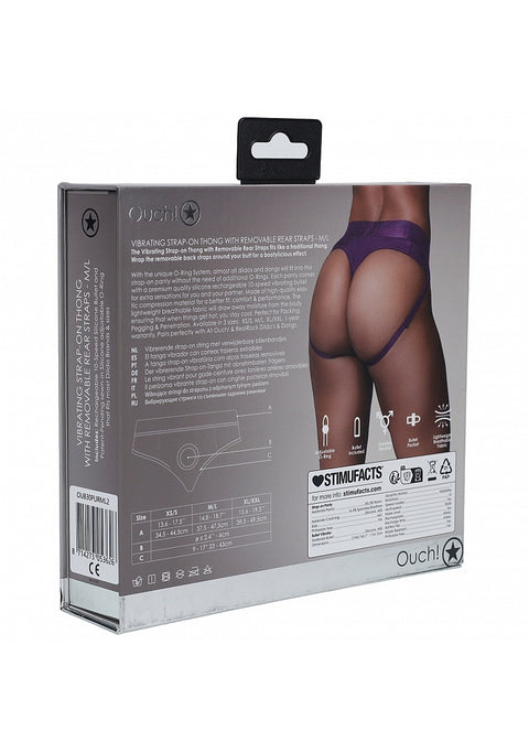 Ouch Vibrating Strap On Thong - Purple M/L