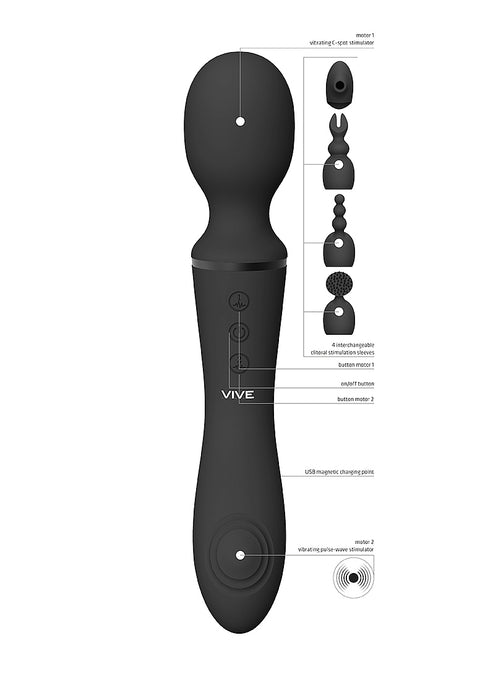 Vive Nami Pulse-Wave & Vibrating Wand - Black
