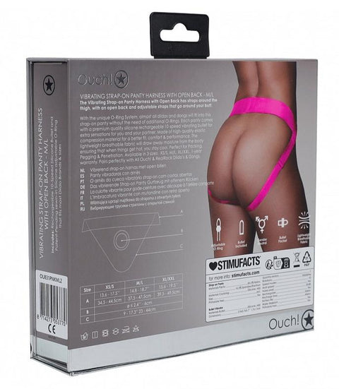 Ouch Vibrating Strapon Panty Harness Pink M/L