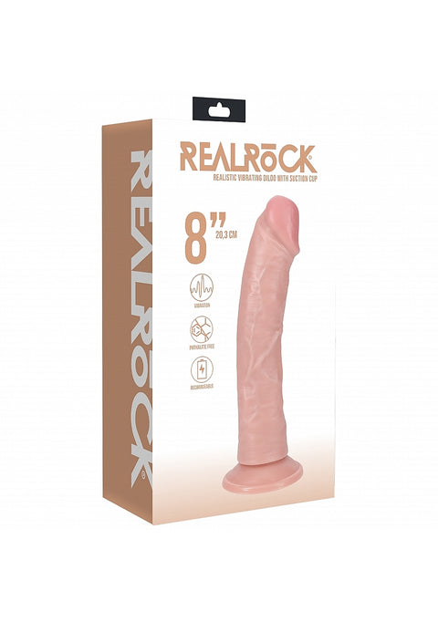 Realrock 8" Vibrating Cock - Regular Curved - Flesh
