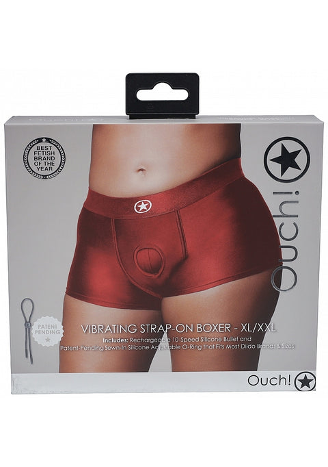 Ouch Vibrating Strap On Boxer – Red XL/XXL