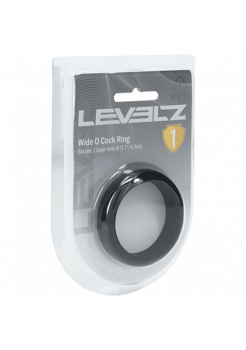 Levelz wide D cock ring in packaging on a white background