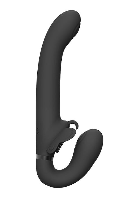 Vive Satu Rechargeable Pulse-Wave Strapless Strapon - Black