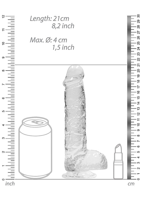 Realrock 8" Realistic Dildo With Balls Clear