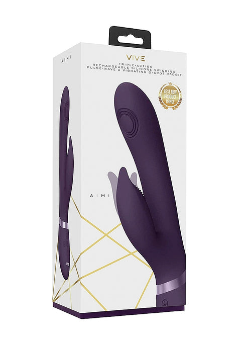 Vive Aimi Rechargeable Triple Motor Swinging Silicone Rabbit - Purple