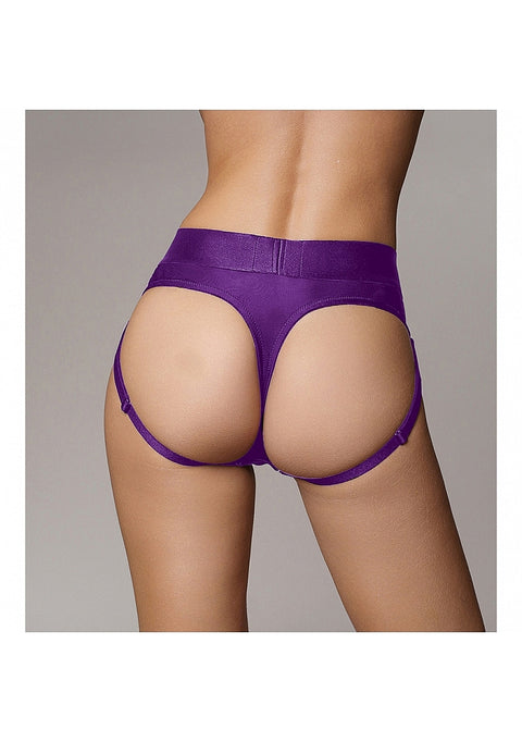 Ouch Vibrating Strap-on Thong with Removable Butt Straps - Purple - XS/S