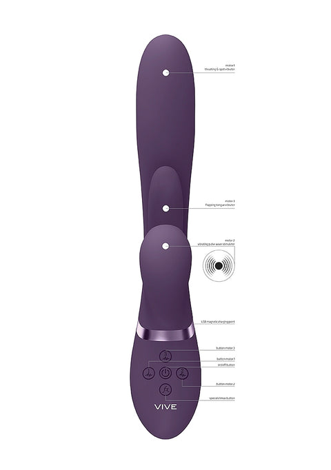 Vive Kura Thrusting G-Spot Flapper Pulse Wave Clit Stimulator - Purple