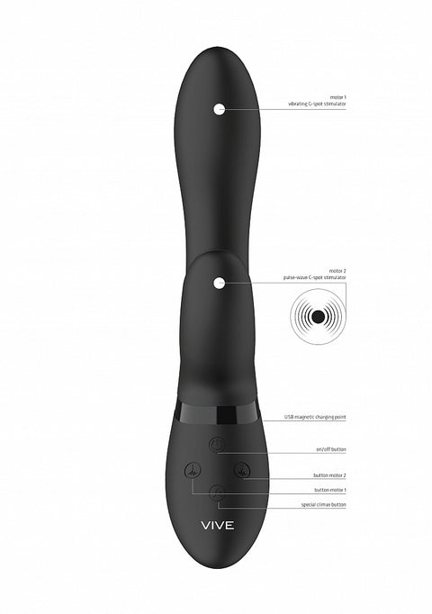 Vive Kyra Pulse-Wave Clitoral Rabbit Vibrator - Black