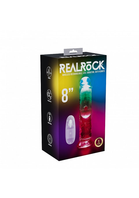 Shots RealRock 8" Cock/Dildo without Balls Remote Control LED