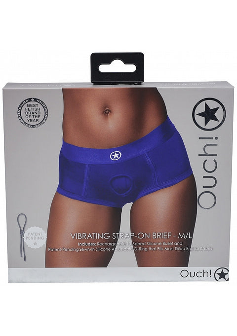 Ouch Vibrating Strap On Brief – Blue XS/S