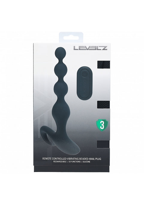 Levelz Remote Control Beaded Vibrating Silicone Anal Plug Black