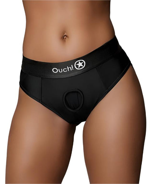 Ouch Vibrating Strap On Thong - Black M/L