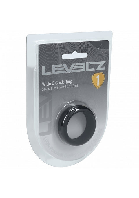 Levelz wide O cock ring packaging on a white background