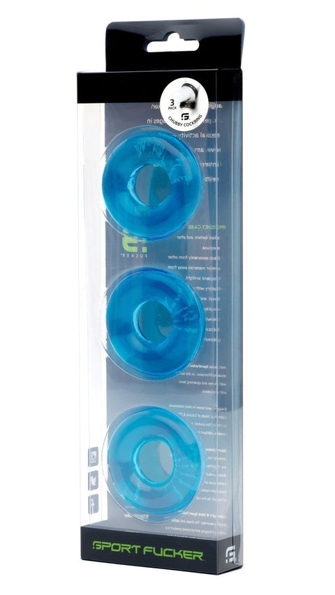 Sport Fucker Chubby Cockrings 3 Pack Blue